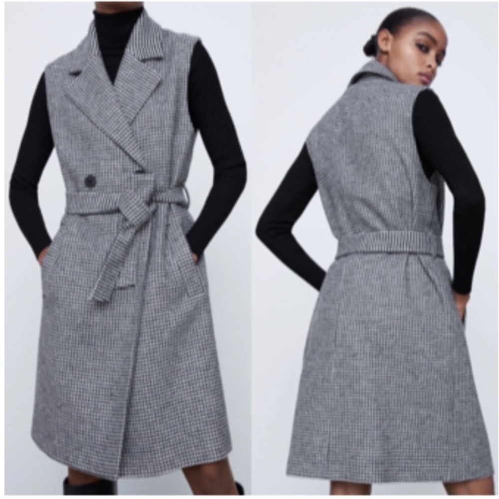 NWT Zara HOUNDSTOOTH SLEEVELESS VEST DRESS Size small